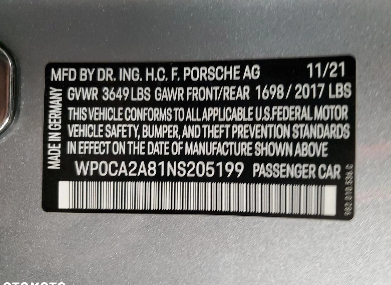 Porsche 718 Boxster cena 149000 przebieg: 37484, rok produkcji 2022 z Zawichost małe 56